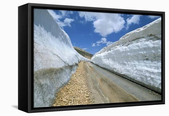 Spring Snow on Road Crossing the Mount Lebanon Range Near Bcharre, Lebanon, Middle East-Gavin Hellier-Framed Stretched Canvas