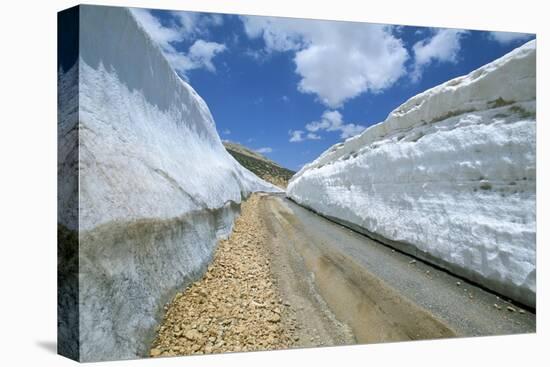 Spring Snow on Road Crossing the Mount Lebanon Range Near Bcharre, Lebanon, Middle East-Gavin Hellier-Stretched Canvas