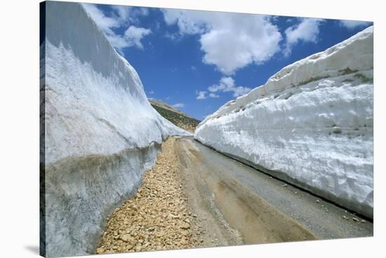 Spring Snow on Road Crossing the Mount Lebanon Range Near Bcharre, Lebanon, Middle East-Gavin Hellier-Stretched Canvas