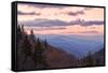 Spring sunrise from Oconaluftee Valley Overlook, U.S. Hwy. 441 or Newfound Gap Road, Great Smoky Mo-Adam Jones-Framed Stretched Canvas