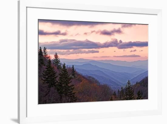 Spring sunrise from Oconaluftee Valley Overlook, U.S. Hwy. 441 or Newfound Gap Road, Great Smoky Mo-Adam Jones-Framed Photographic Print