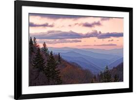 Spring sunrise from Oconaluftee Valley Overlook, U.S. Hwy. 441 or Newfound Gap Road, Great Smoky Mo-Adam Jones-Framed Photographic Print