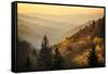 Spring sunrise from Oconaluftee Valley Overlook, U.S. Hwy. 441 or Newfound Gap Road, Great Smoky Mo-Adam Jones-Framed Stretched Canvas