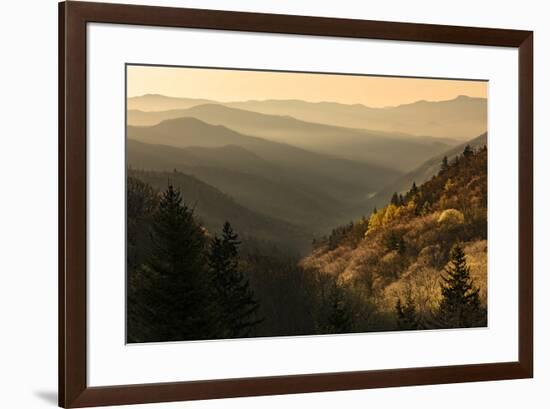 Spring sunrise from Oconaluftee Valley Overlook, U.S. Hwy. 441 or Newfound Gap Road, Great Smoky Mo-Adam Jones-Framed Photographic Print