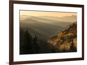 Spring sunrise from Oconaluftee Valley Overlook, U.S. Hwy. 441 or Newfound Gap Road, Great Smoky Mo-Adam Jones-Framed Photographic Print