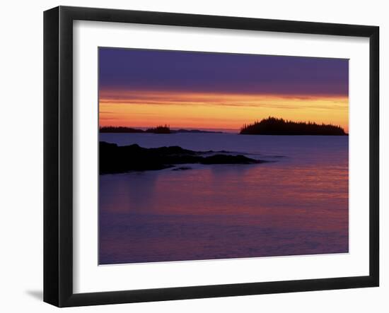 Spring Sunrise Silhouettes Edwards Island and Clouds on Lake Superior, Isle Royale National Park-Mark Carlson-Framed Photographic Print