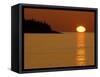 Spring Sunrise Silhouettes Edwards Island and Reflects Light on Lake Superior-Mark Carlson-Framed Stretched Canvas