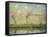 Spring, the Border of l'Epte-Claude Monet-Framed Stretched Canvas