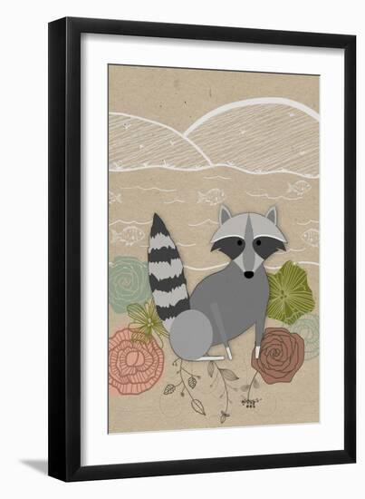 Spring Time Raccoon-Lantern Press-Framed Art Print