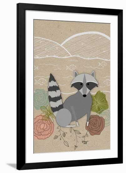 Spring Time Raccoon-Lantern Press-Framed Art Print