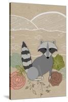 Spring Time Raccoon-Lantern Press-Stretched Canvas