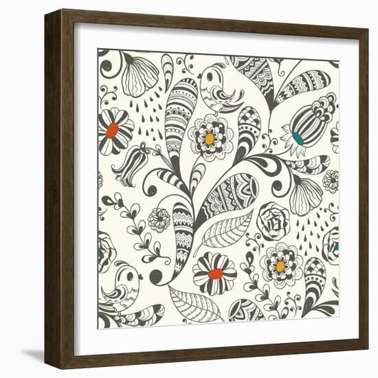 Spring Vector Seamless Wallpaper Pattern-alexmakarova-Framed Art Print