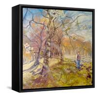 Spring Walk Under The Blossoms-Mary Smith-Framed Stretched Canvas