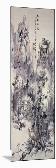 Spring Woods, Passing Rain, 1856 (Hanging Scroll: Ink and Colour on Paper)-Hine Taizan-Mounted Giclee Print