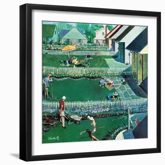 "Spring Yardwork", May 18, 1957-Thornton Utz-Framed Giclee Print