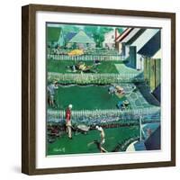 "Spring Yardwork", May 18, 1957-Thornton Utz-Framed Premium Giclee Print