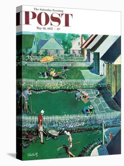 "Spring Yardwork" Saturday Evening Post Cover, May 18, 1957-Thornton Utz-Stretched Canvas