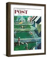 "Spring Yardwork" Saturday Evening Post Cover, May 18, 1957-Thornton Utz-Framed Giclee Print