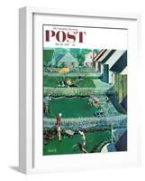 "Spring Yardwork" Saturday Evening Post Cover, May 18, 1957-Thornton Utz-Framed Giclee Print