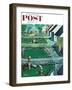 "Spring Yardwork" Saturday Evening Post Cover, May 18, 1957-Thornton Utz-Framed Premium Giclee Print