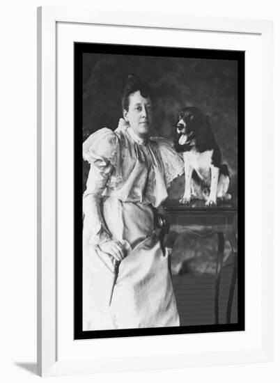 Springer Spaniel and Woman-null-Framed Art Print