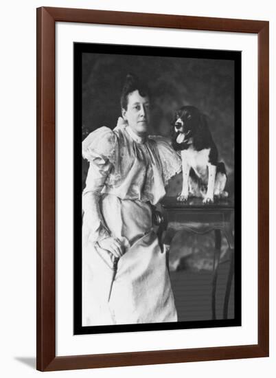 Springer Spaniel and Woman-null-Framed Art Print