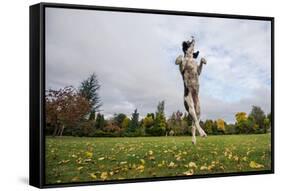 Springer Spaniel leaping for treat, United Kingdom, Europe-John Alexander-Framed Stretched Canvas