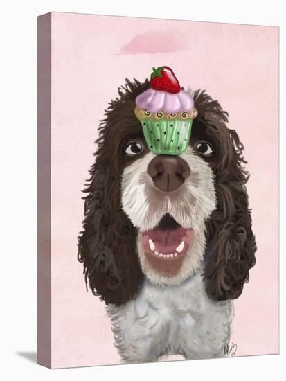 Springer Spaniel with Cupcake-Fab Funky-Stretched Canvas