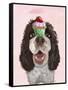 Springer Spaniel with Cupcake-Fab Funky-Framed Stretched Canvas