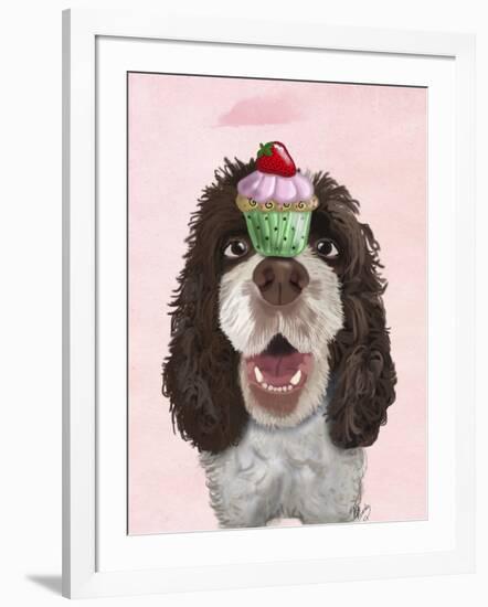 Springer Spaniel with Cupcake-Fab Funky-Framed Art Print