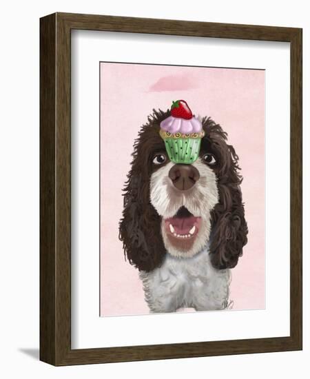 Springer Spaniel with Cupcake-Fab Funky-Framed Art Print