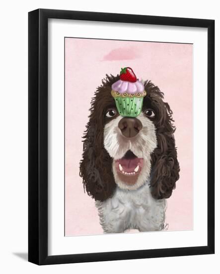 Springer Spaniel with Cupcake-Fab Funky-Framed Art Print