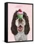 Springer Spaniel with Cupcake-Fab Funky-Framed Stretched Canvas