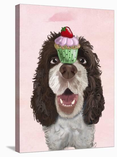 Springer Spaniel with Cupcake-Fab Funky-Stretched Canvas