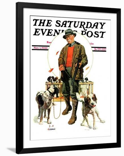 "Springer Spaniels," Saturday Evening Post Cover, November 1, 1930-J.F. Kernan-Framed Giclee Print