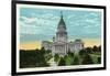 Springfield, Illinois - Capitol Building and Lincoln Statue-Lantern Press-Framed Art Print