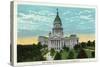 Springfield, Illinois - Capitol Building and Lincoln Statue-Lantern Press-Stretched Canvas