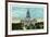 Springfield, Illinois - Capitol Building and Lincoln Statue-Lantern Press-Framed Premium Giclee Print