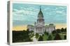 Springfield, Illinois - Capitol Building and Lincoln Statue-Lantern Press-Stretched Canvas