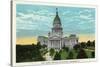 Springfield, Illinois - Capitol Building and Lincoln Statue-Lantern Press-Stretched Canvas