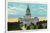 Springfield, Illinois - Capitol Building and Lincoln Statue-Lantern Press-Stretched Canvas