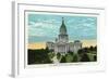 Springfield, Illinois - Capitol Building and Lincoln Statue-Lantern Press-Framed Art Print