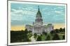 Springfield, Illinois - Capitol Building and Lincoln Statue-Lantern Press-Mounted Art Print