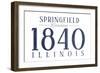 Springfield, Illinois - Established Date (Blue)-Lantern Press-Framed Art Print