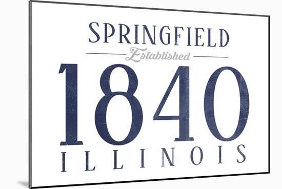 Springfield, Illinois - Established Date (Blue)-Lantern Press-Mounted Art Print