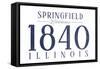Springfield, Illinois - Established Date (Blue)-Lantern Press-Framed Stretched Canvas