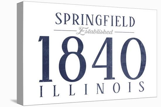 Springfield, Illinois - Established Date (Blue)-Lantern Press-Stretched Canvas