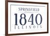 Springfield, Illinois - Established Date (Blue)-Lantern Press-Framed Art Print