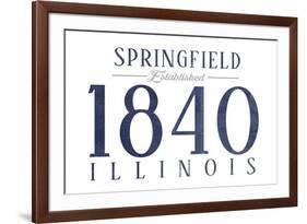 Springfield, Illinois - Established Date (Blue)-Lantern Press-Framed Art Print