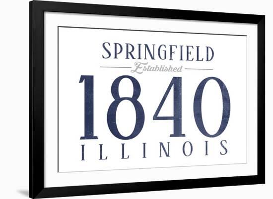 Springfield, Illinois - Established Date (Blue)-Lantern Press-Framed Art Print